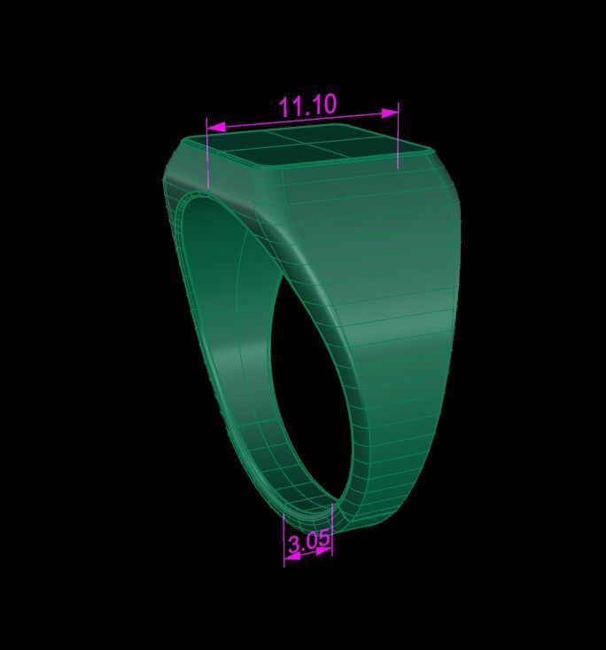 Signet Ring Rounded Shank Low Profile Mix Size 3D print model_15