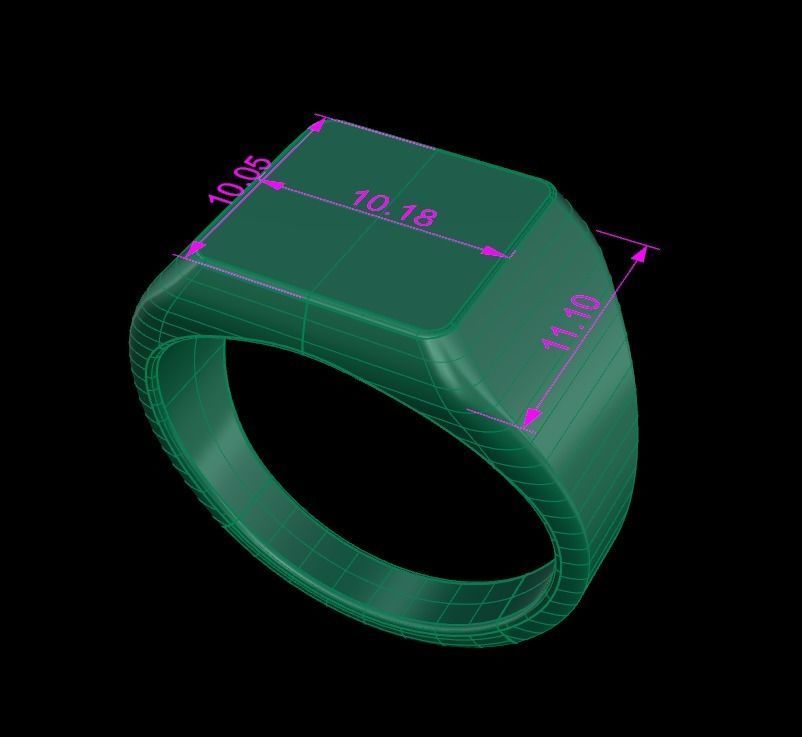Signet Ring Rounded Shank Low Profile Mix Size 3D print model_14