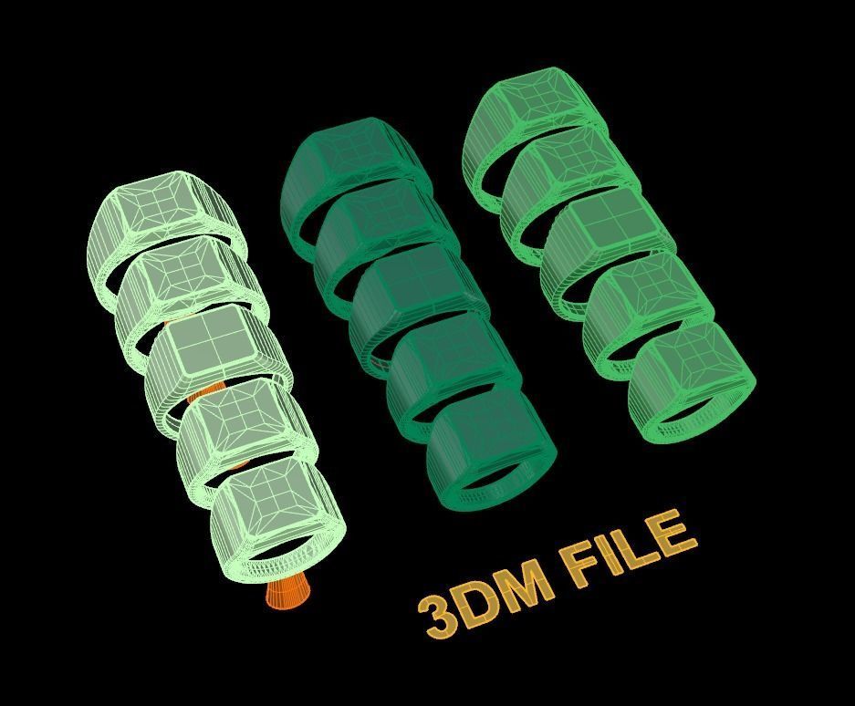 Signet Ring Rounded Shank Low Profile Mix Size 3D print model_11