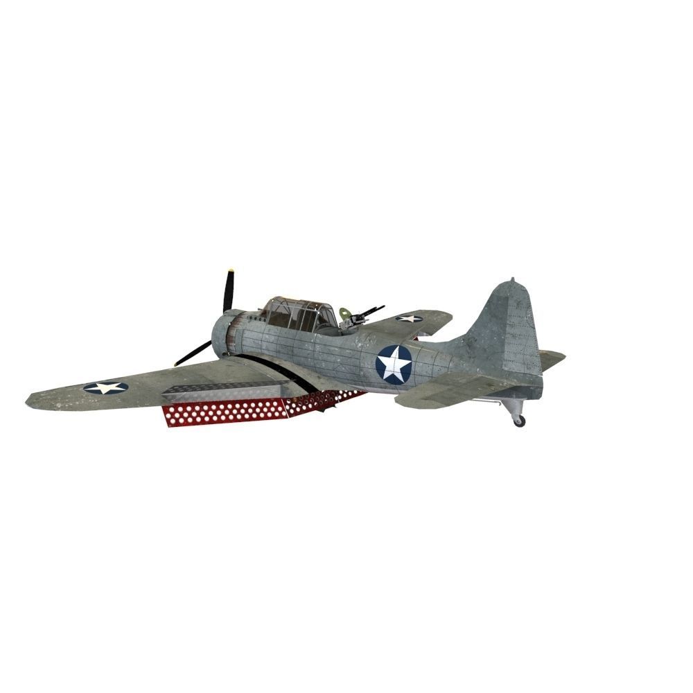Douglas SBD - WW2 Plane Low-poly 3D model_1