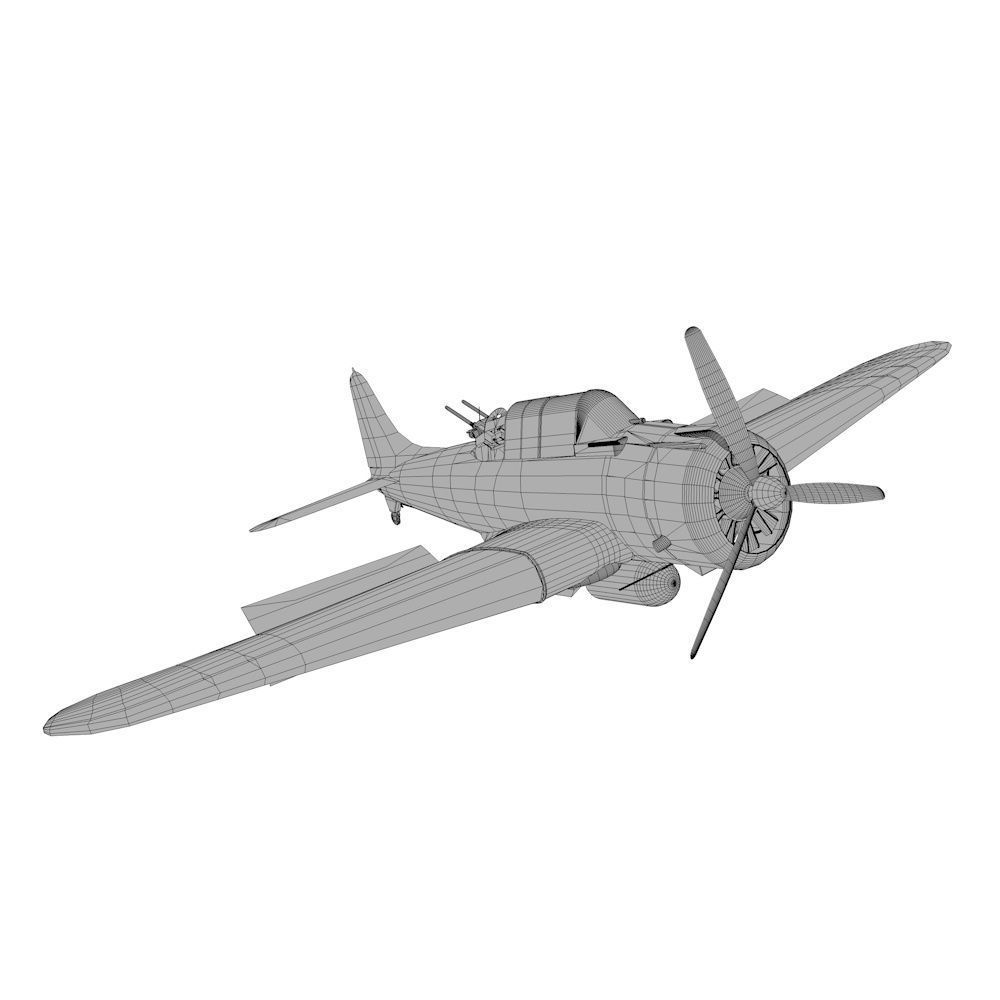 Douglas SBD - WW2 Plane Low-poly 3D model_8