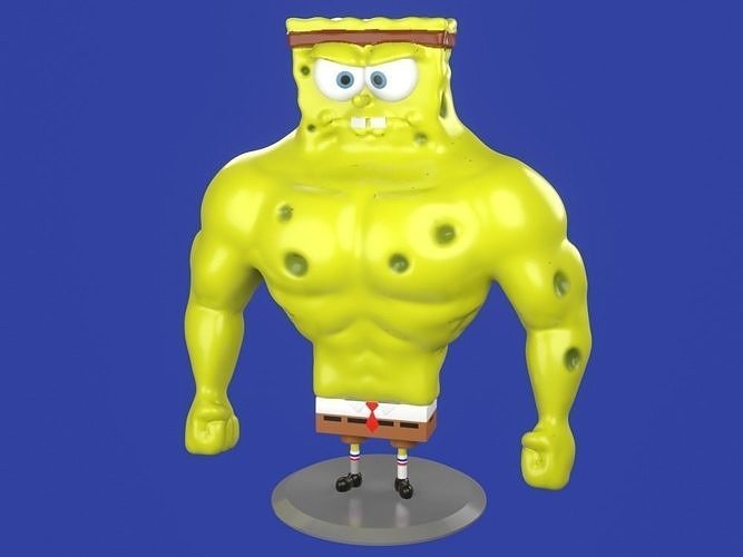 Muscle Spongebob meme sculpture 3D print 3D print model