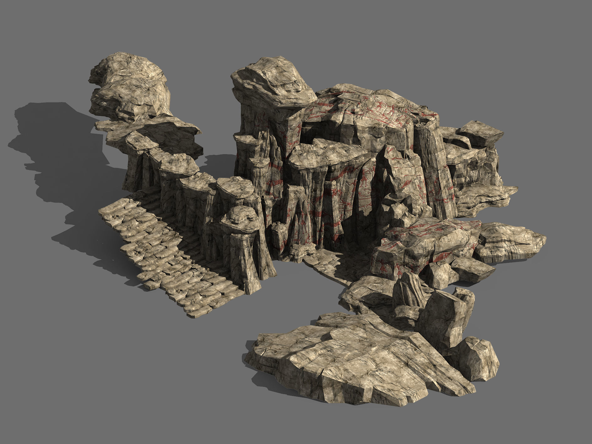 Terrain-Mountain-Stone-Stairs 30 3D model