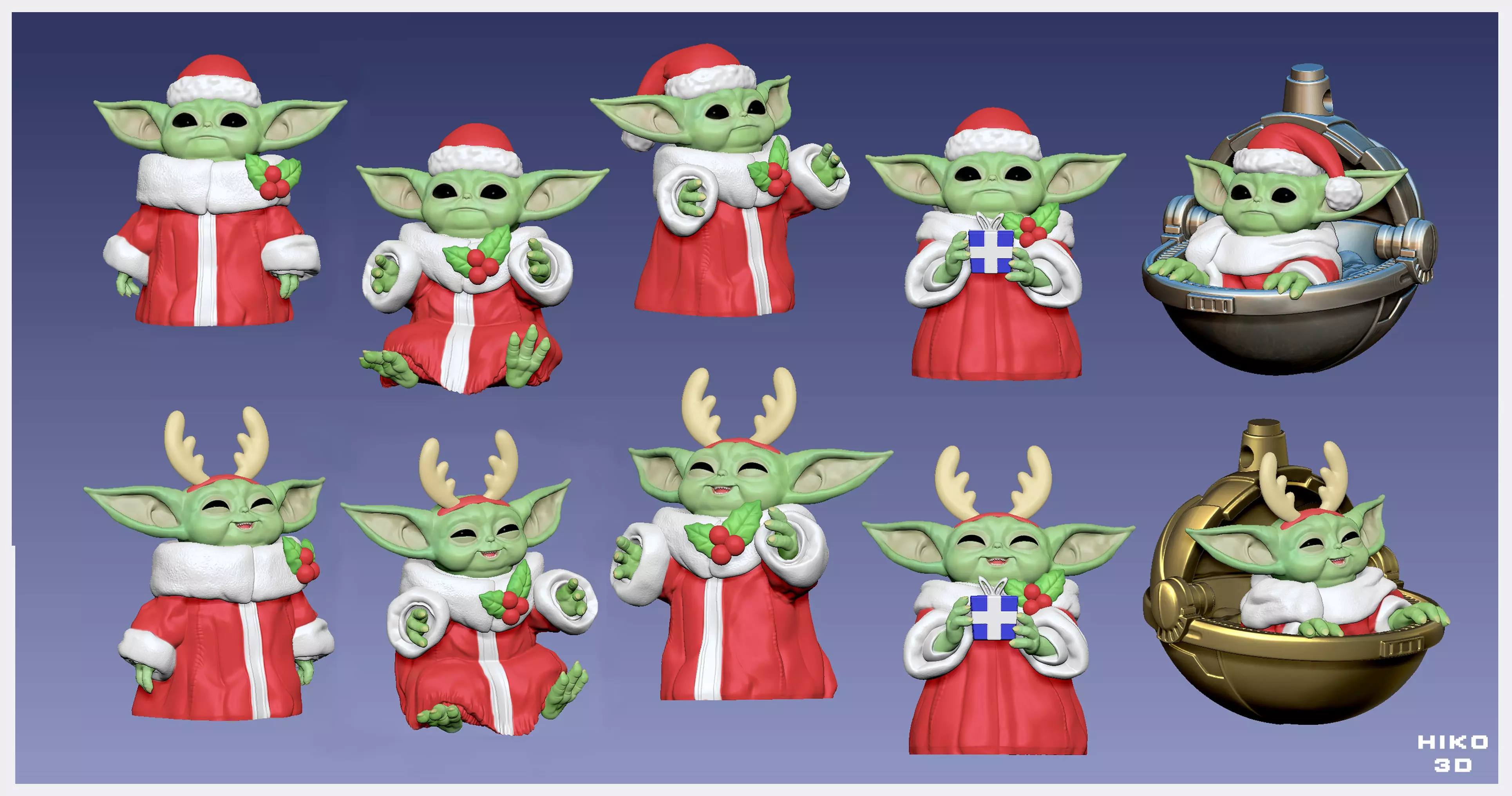 Baby Yoda - GROGU - Christmas Edition - The Mandalorian - 3D print model