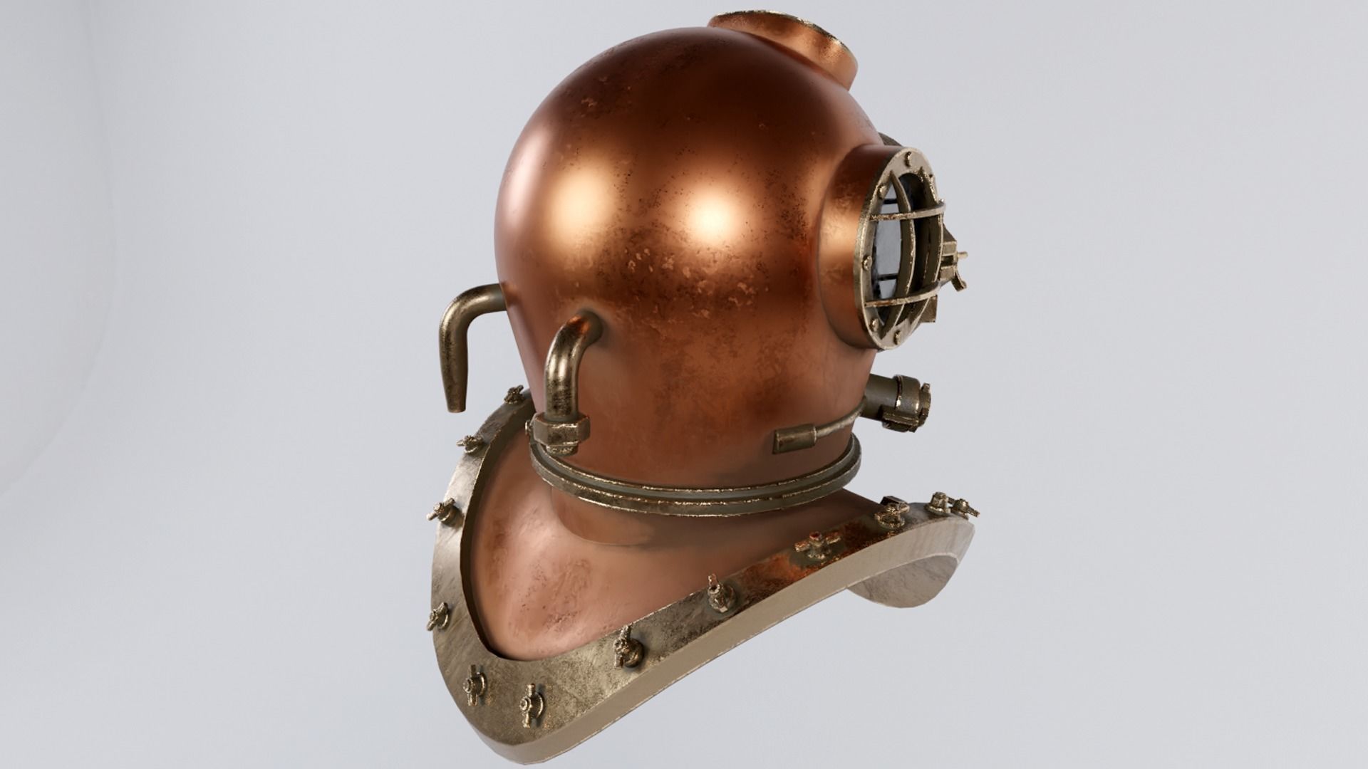 Diver Helmet Low-poly 3D model_2