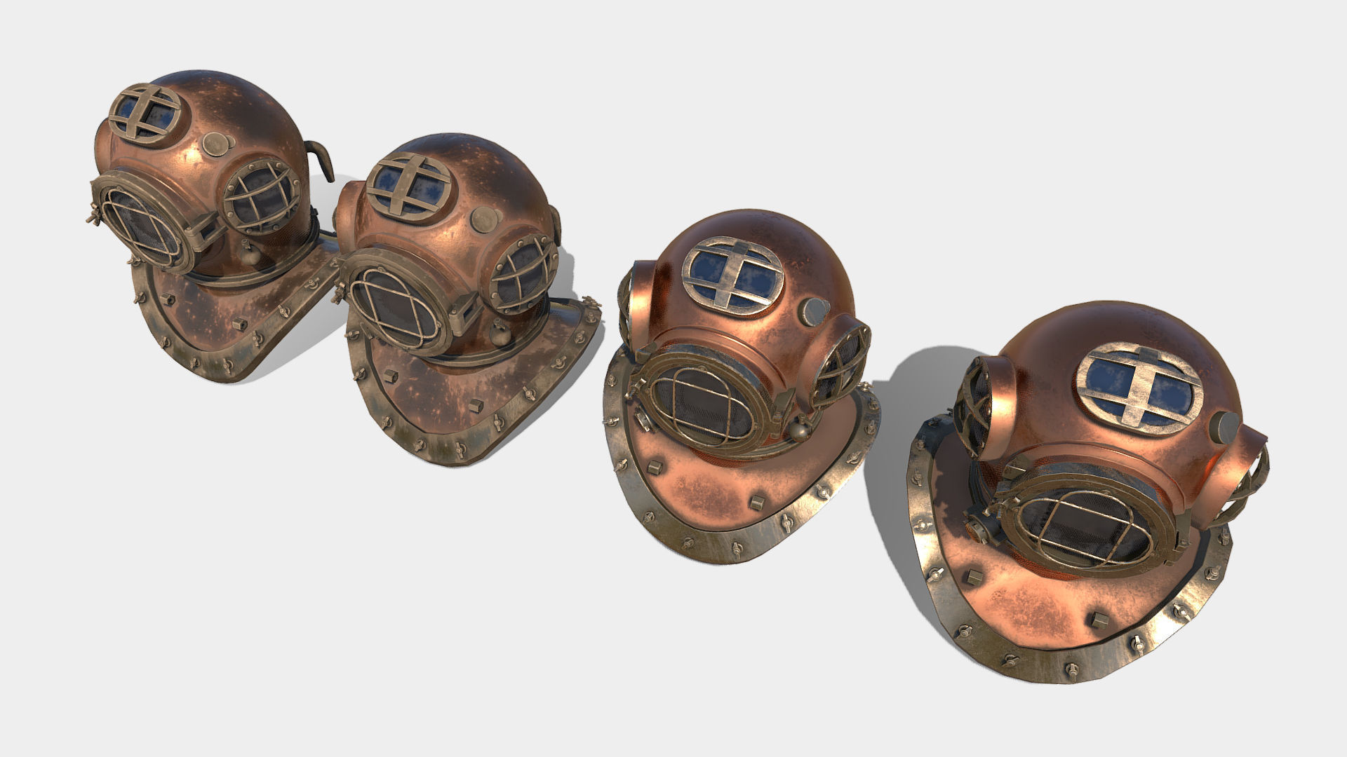 Diver Helmet Low-poly 3D model_11