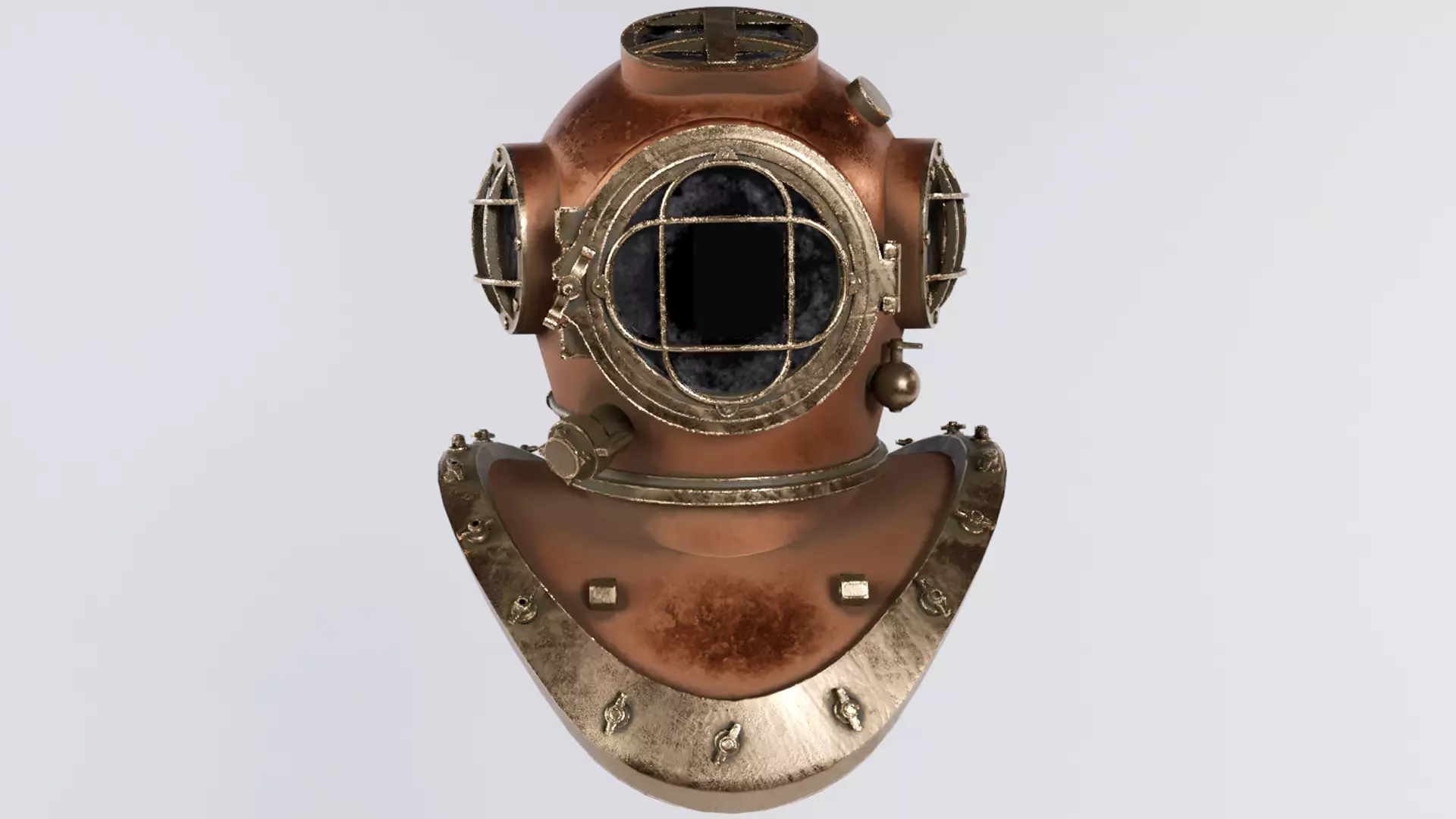 Diver Helmet Low-poly 3D model_0