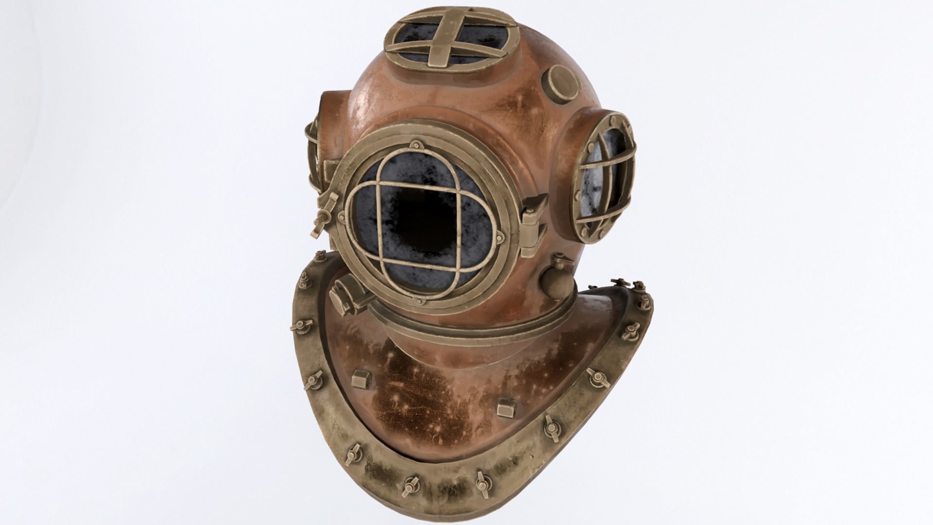 Diver Helmet Low-poly 3D model_4