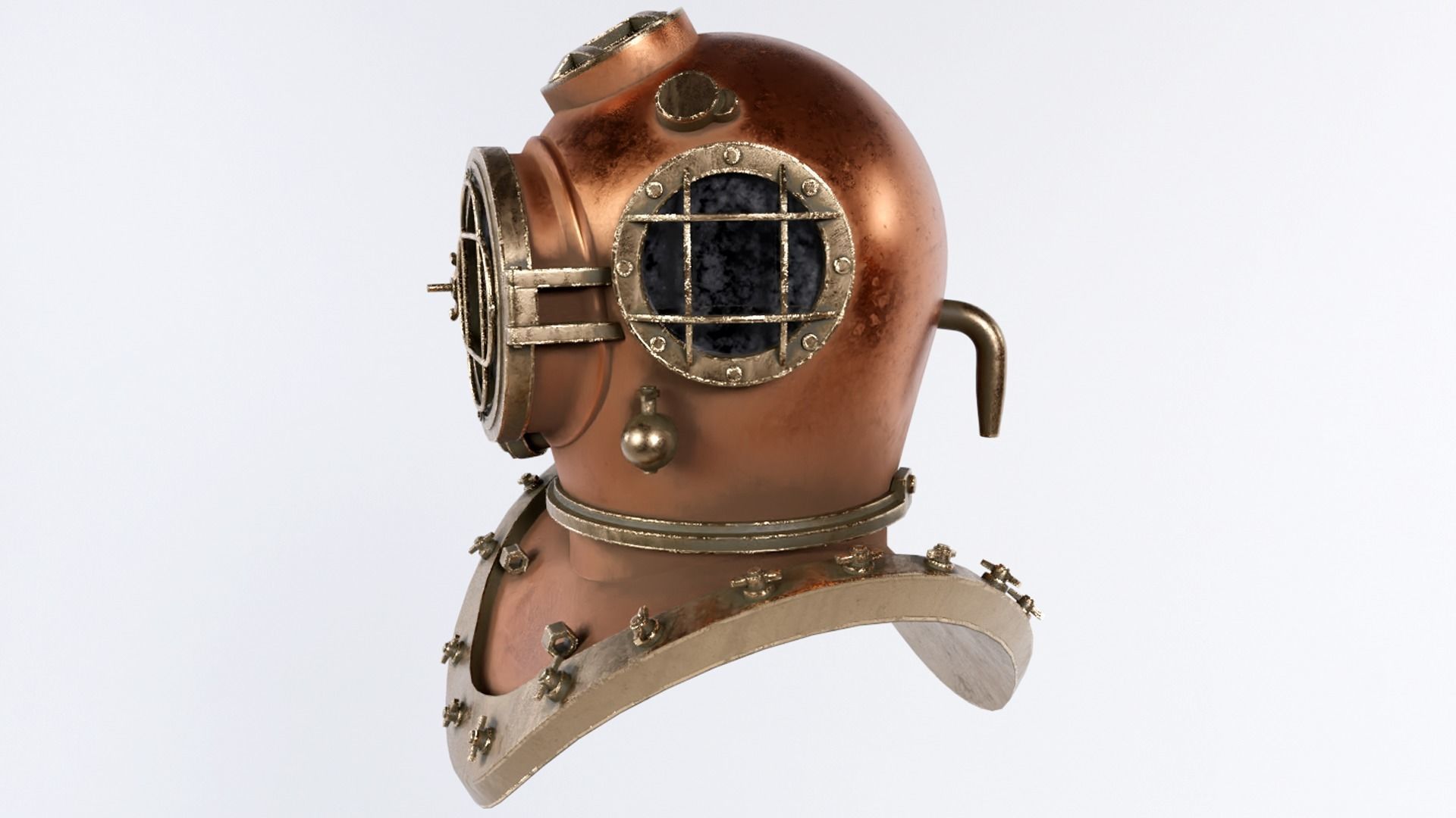 Diver Helmet Low-poly 3D model_1