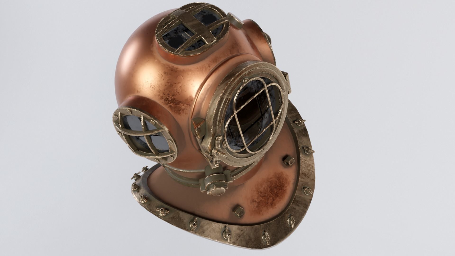 Diver Helmet Low-poly 3D model_3
