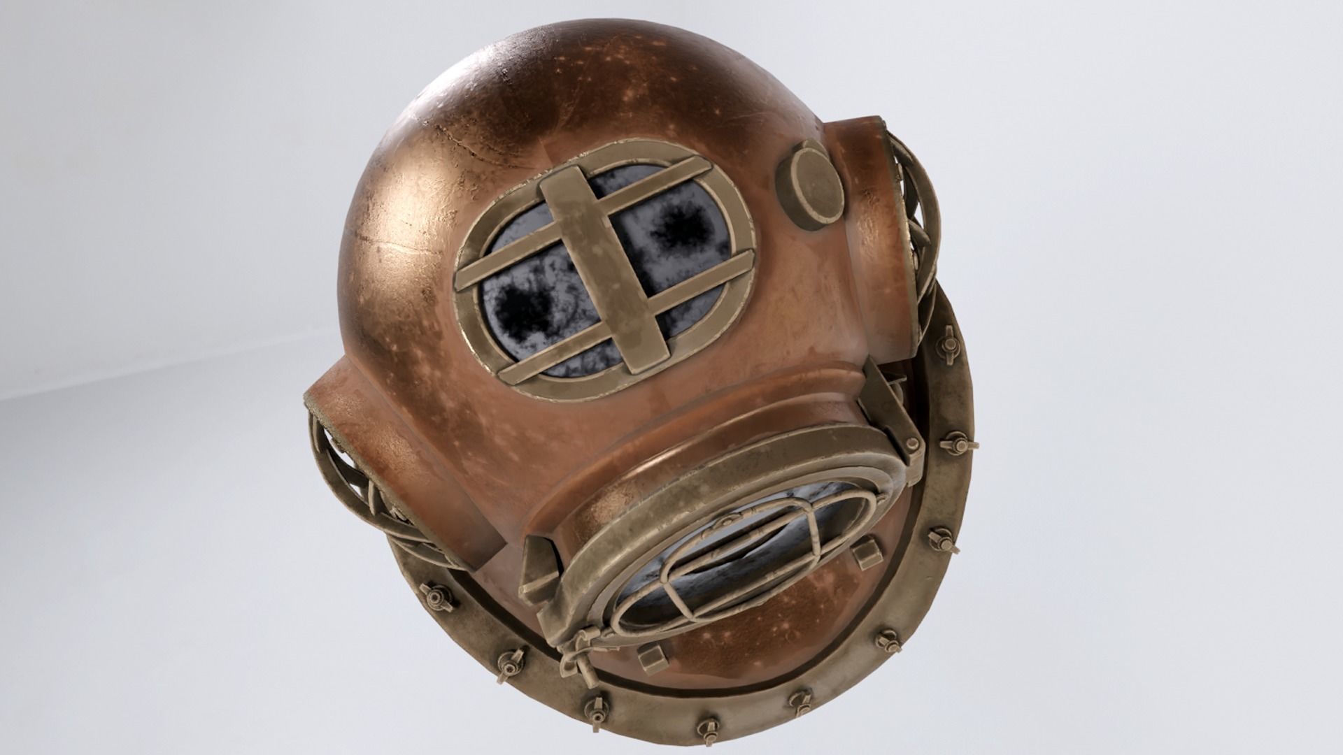 Diver Helmet Low-poly 3D model_7