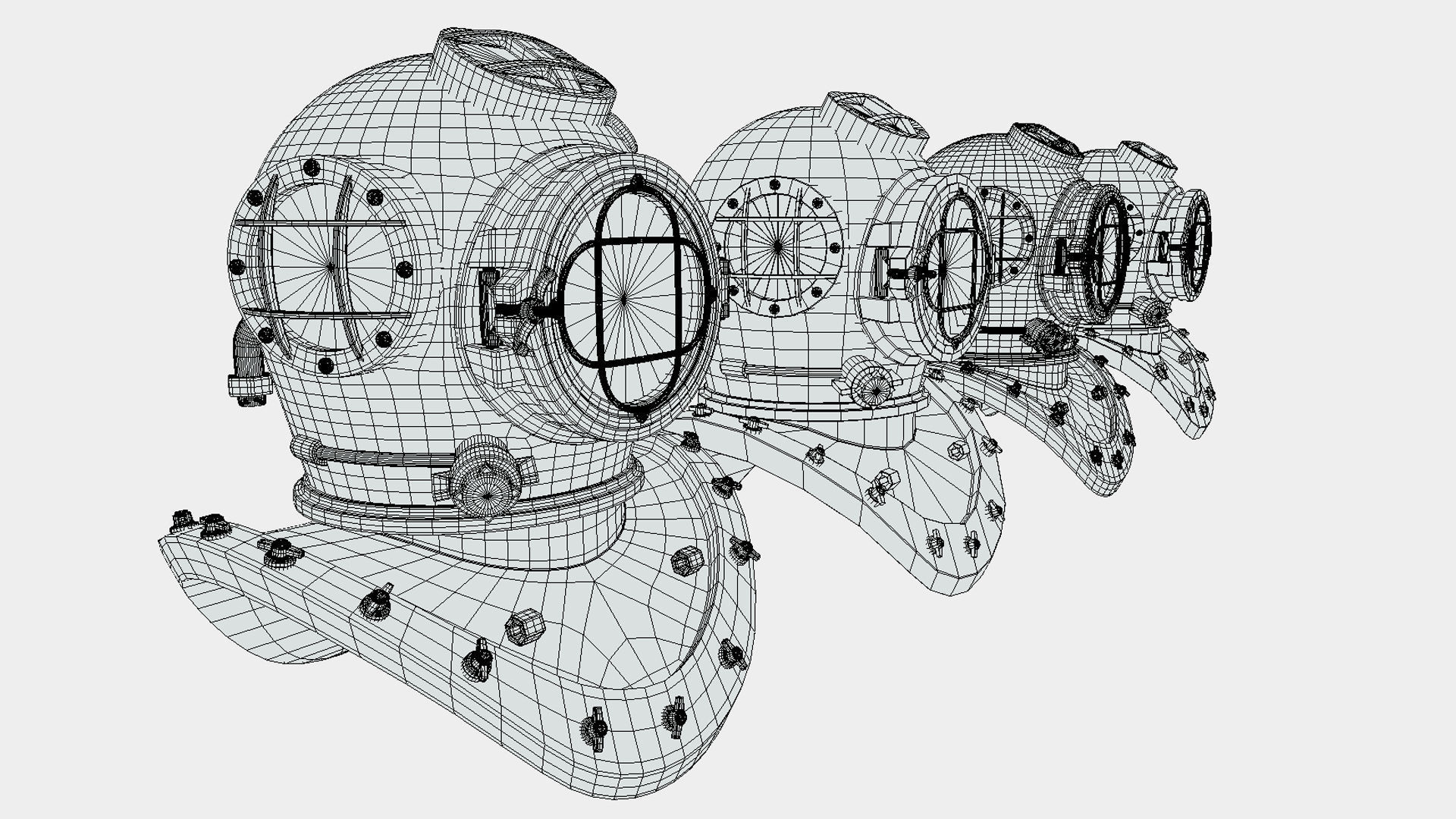 Diver Helmet Low-poly 3D model_14
