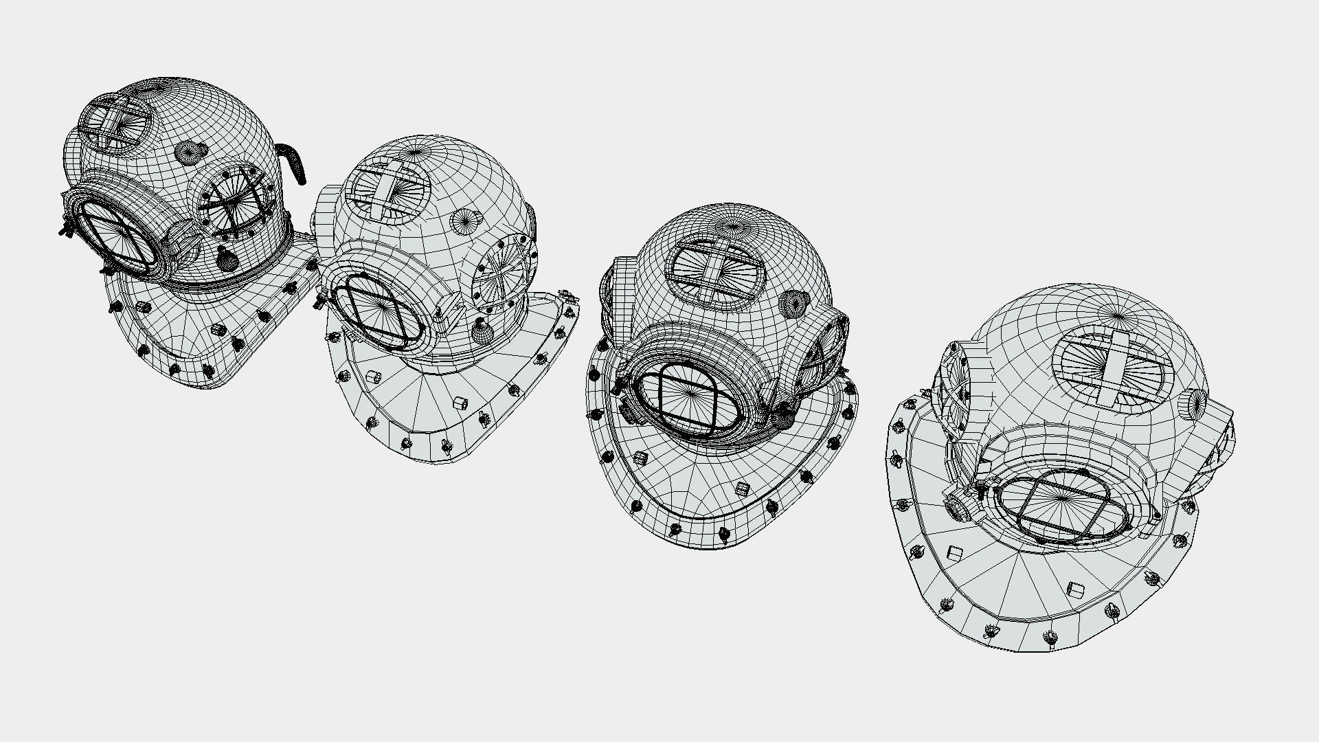 Diver Helmet Low-poly 3D model_13