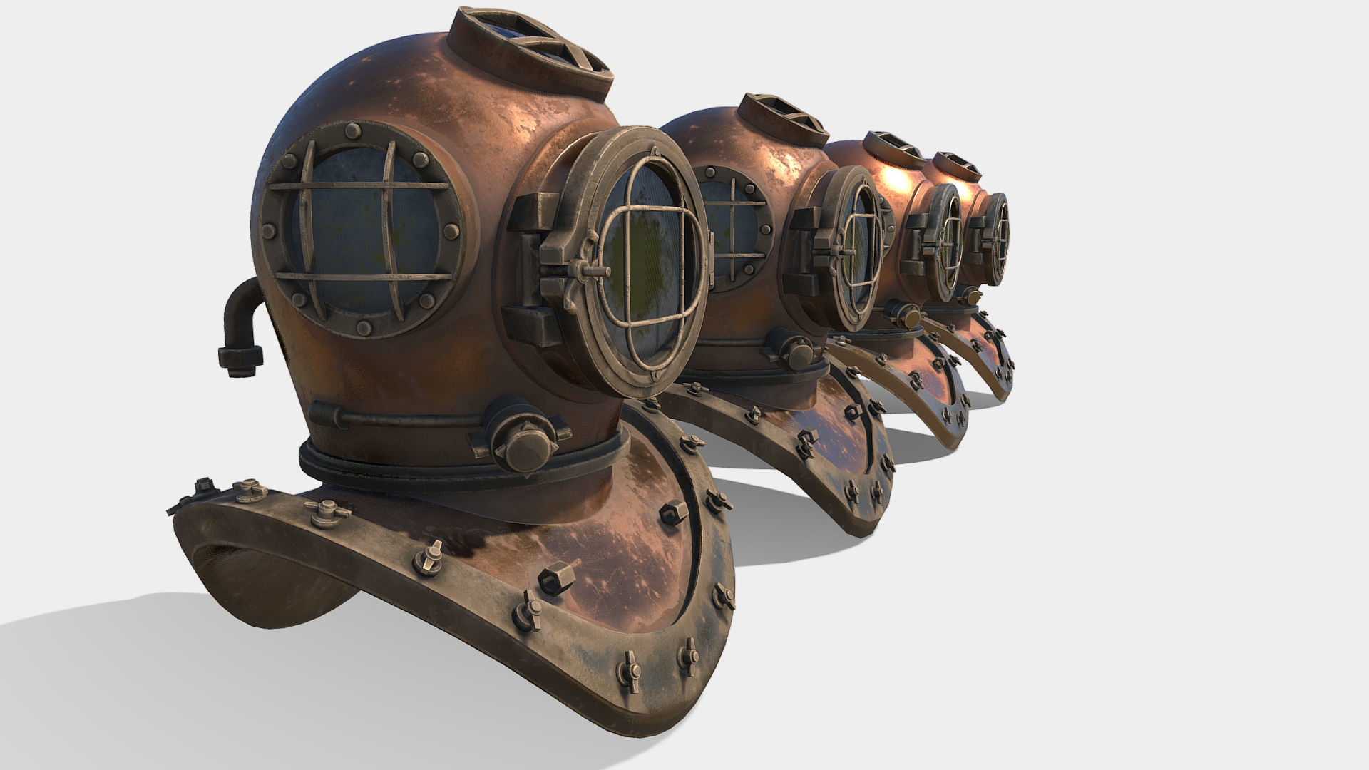 Diver Helmet Low-poly 3D model_9