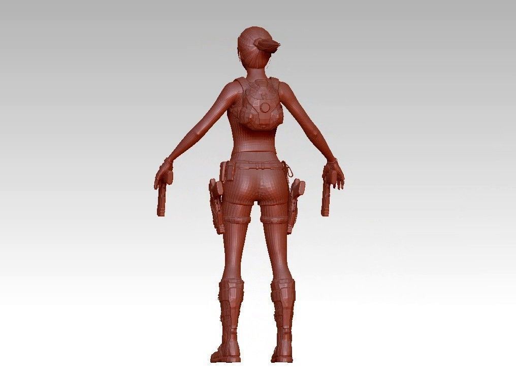 woman warrior character 3D print model_12