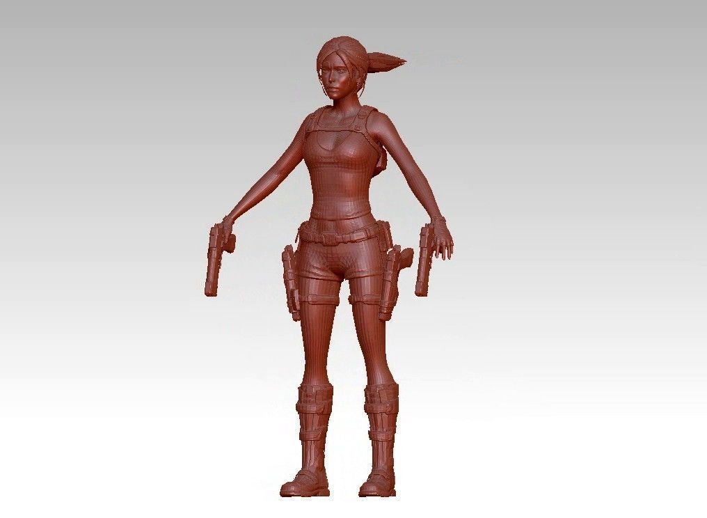 woman warrior character 3D print model_20