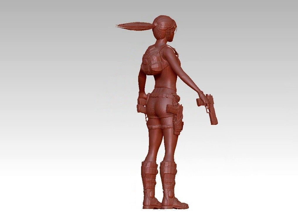 woman warrior character 3D print model_8
