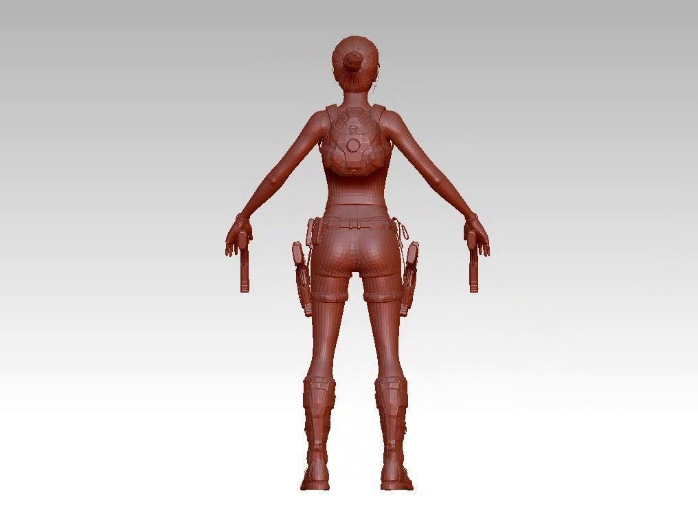 woman warrior character 3D print model_11
