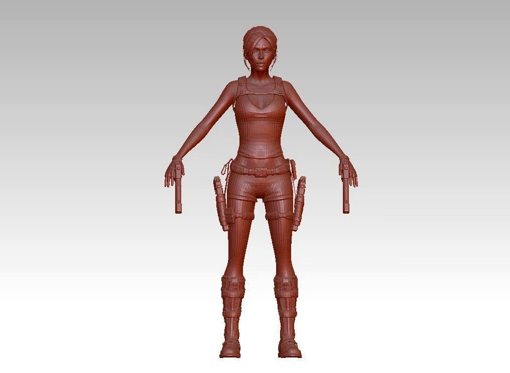 woman warrior character 3D print model_1