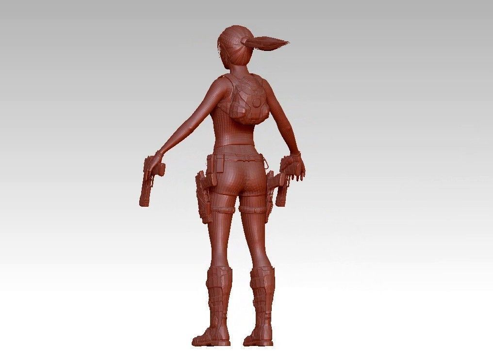 woman warrior character 3D print model_13