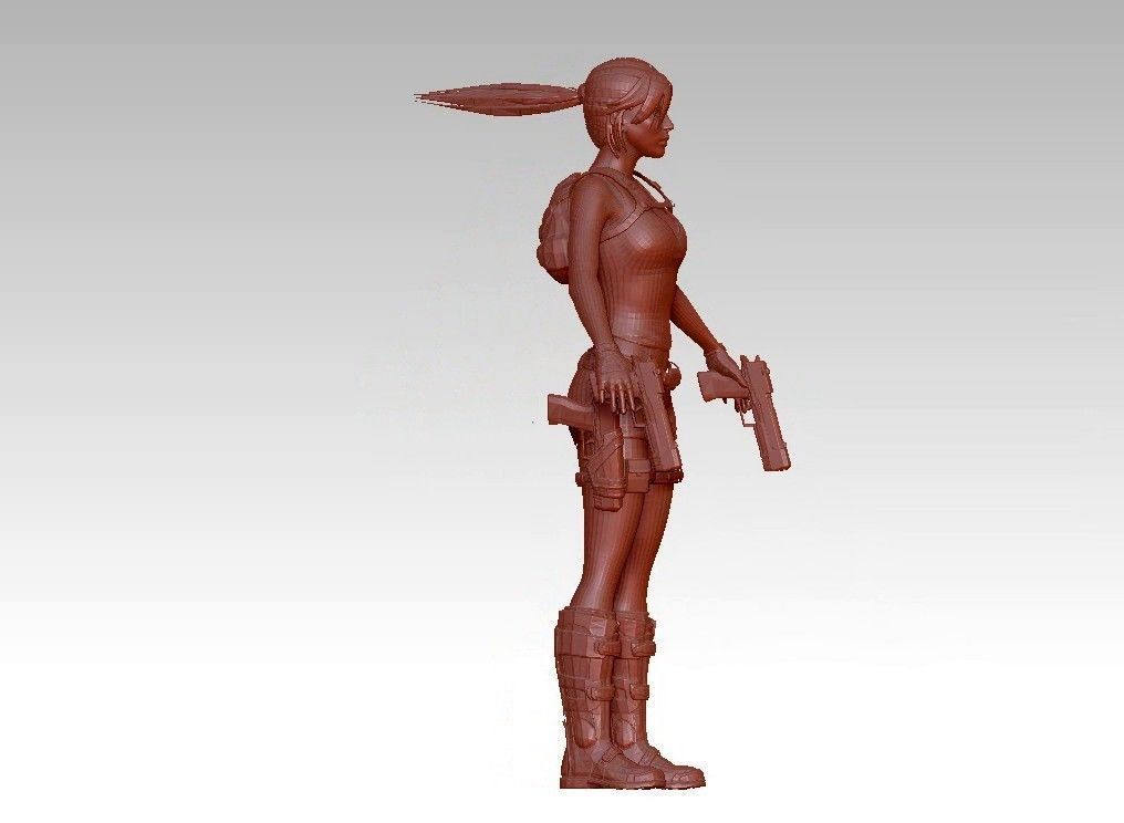 woman warrior character 3D print model_5