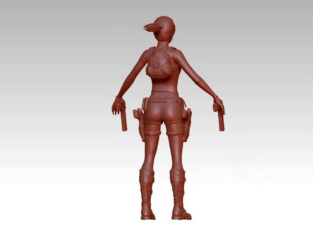 woman warrior character 3D print model_10