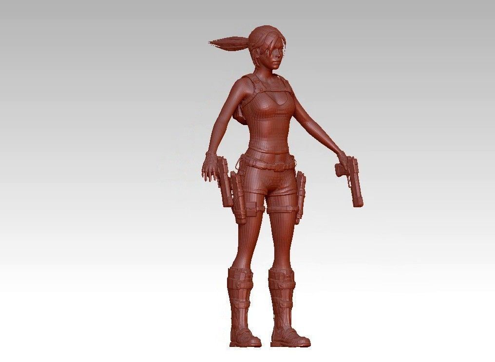 woman warrior character 3D print model_3