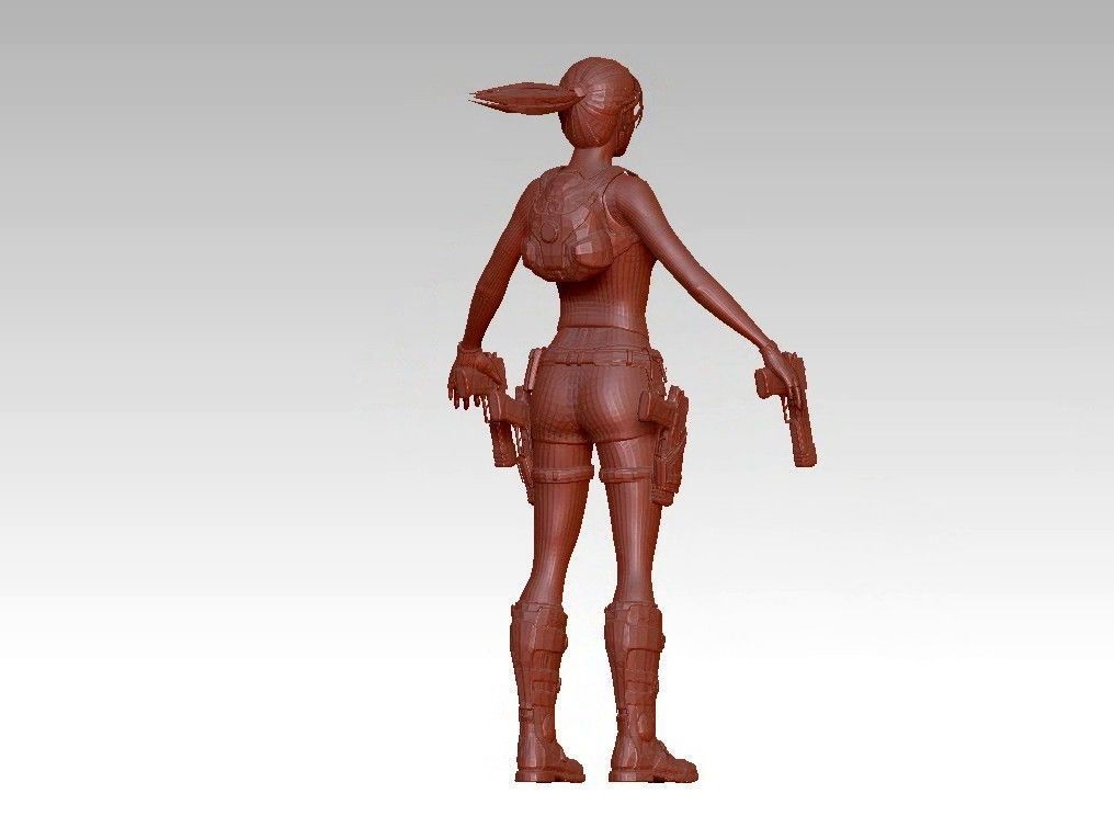 woman warrior character 3D print model_9