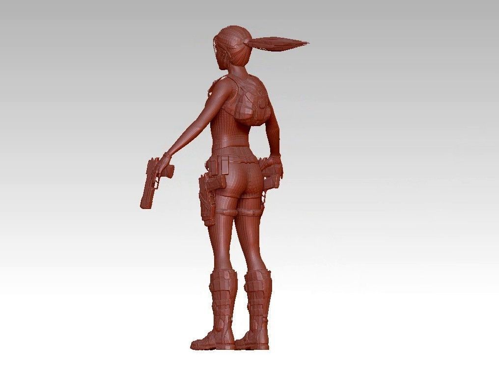 woman warrior character 3D print model_14