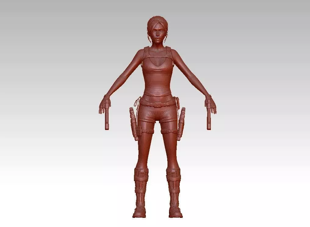 woman warrior character 3D print model_0