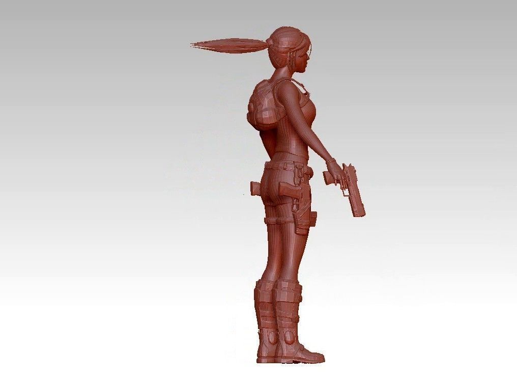 woman warrior character 3D print model_7