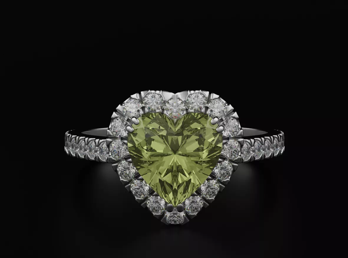 Beautiful love ring with diamonds and heart in the center 571 3D print model