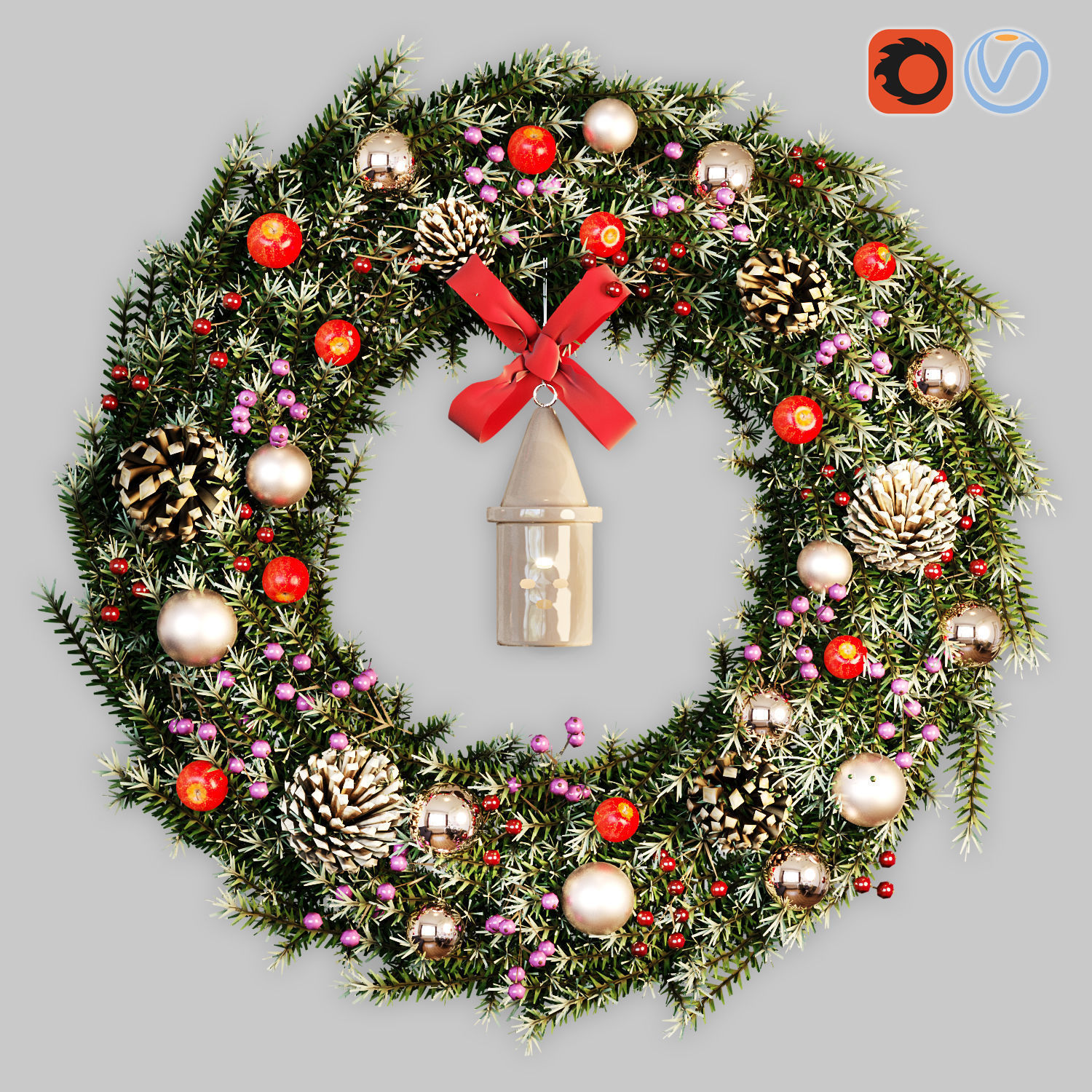 Christmas wreath 3D model_0