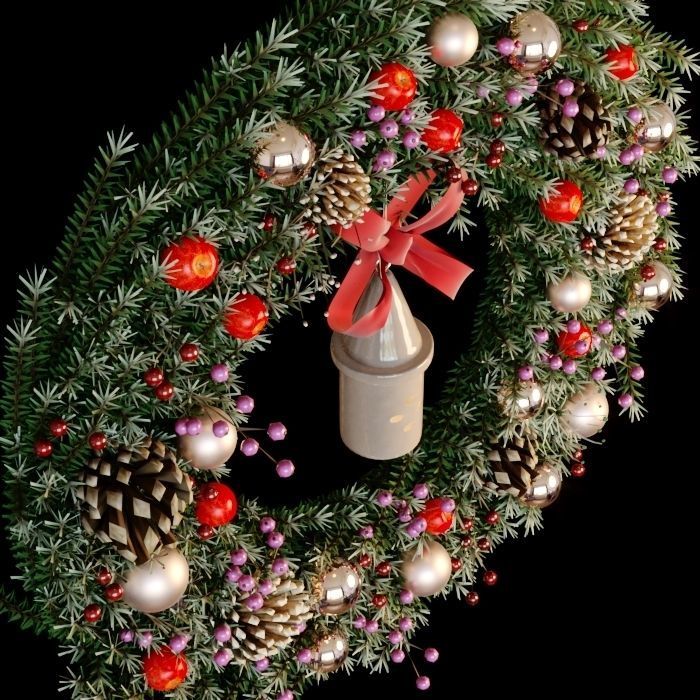 Christmas wreath 3D model_4