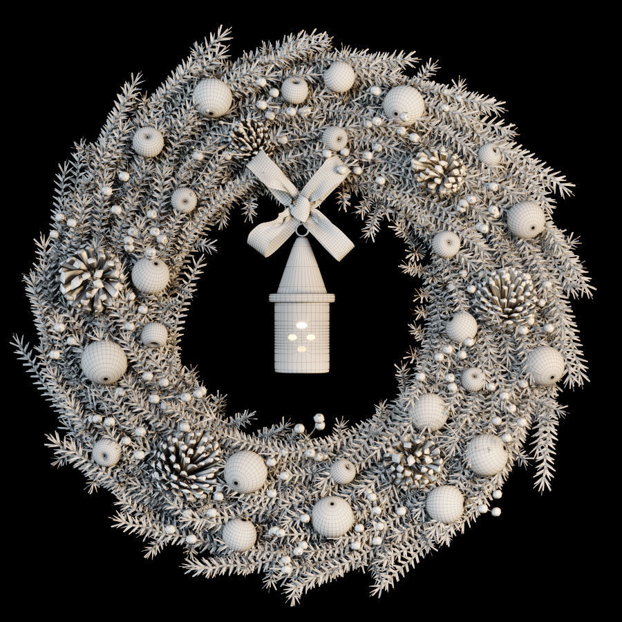 Christmas wreath 3D model_5