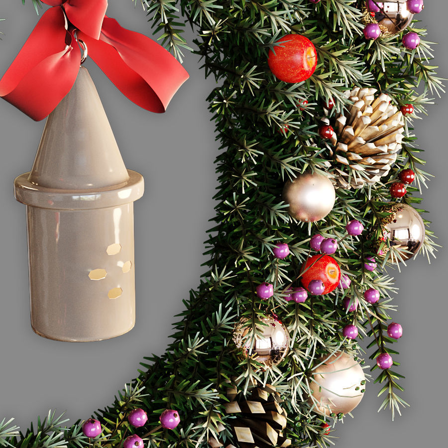Christmas wreath 3D model_2