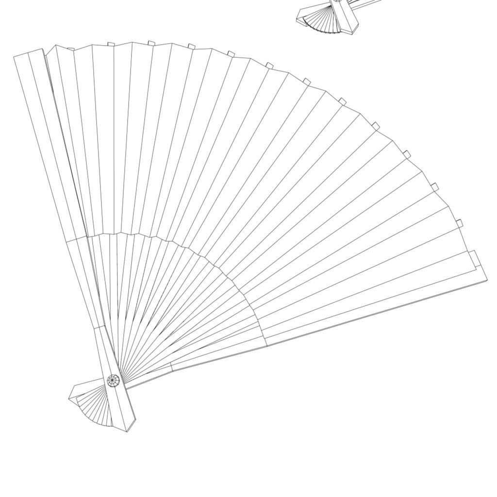 asian fans  Low-poly 3D model_5