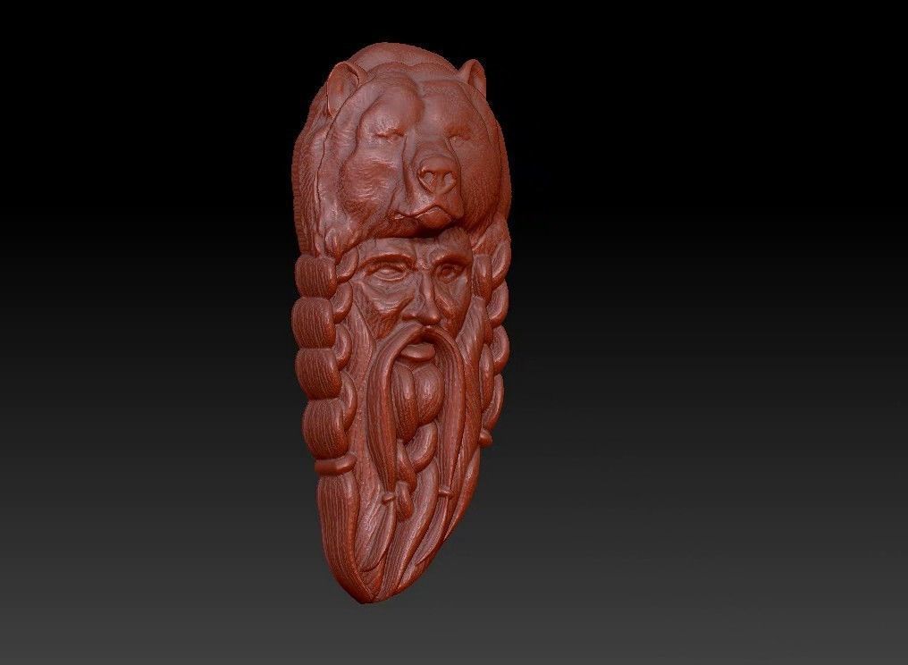 bear  wall decoration 3D print model_3