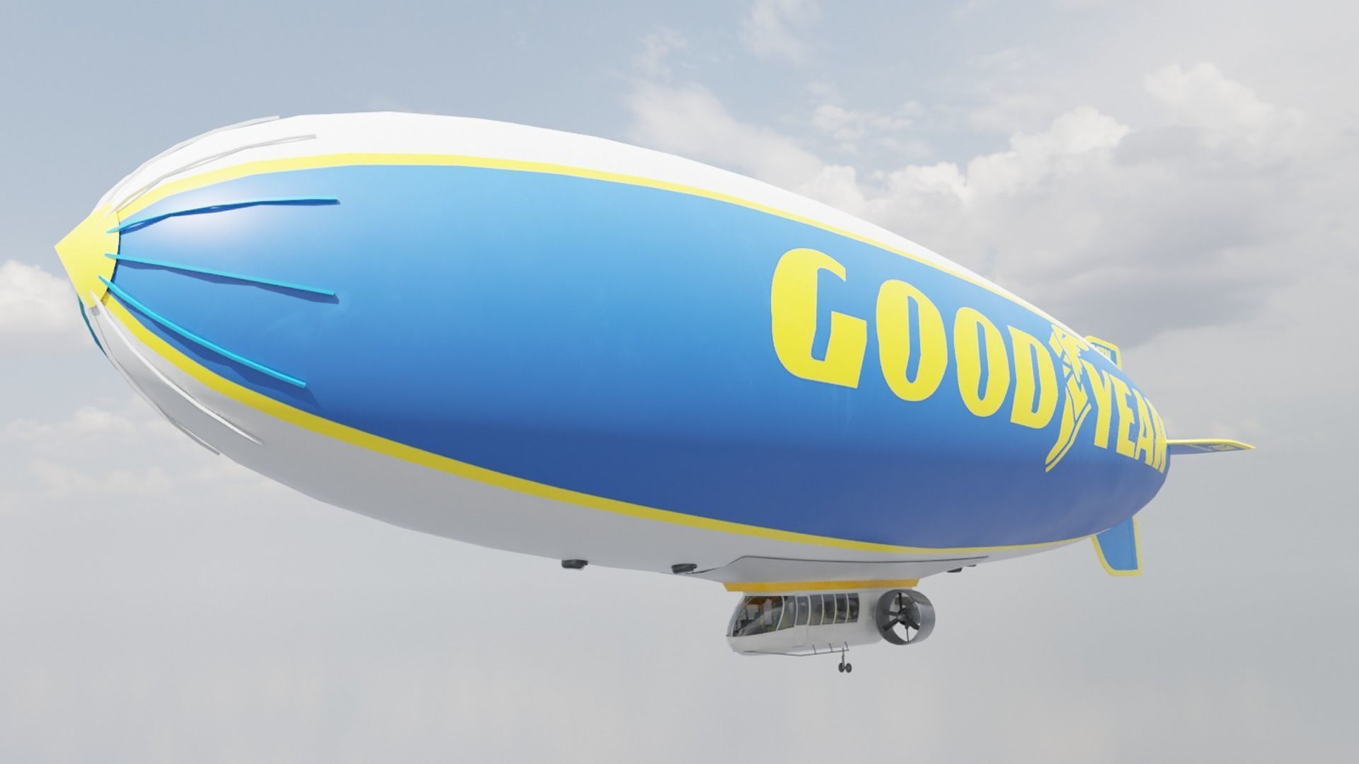 Goodyear Blimp - Airship - Dirigible Low-poly 3D model_3