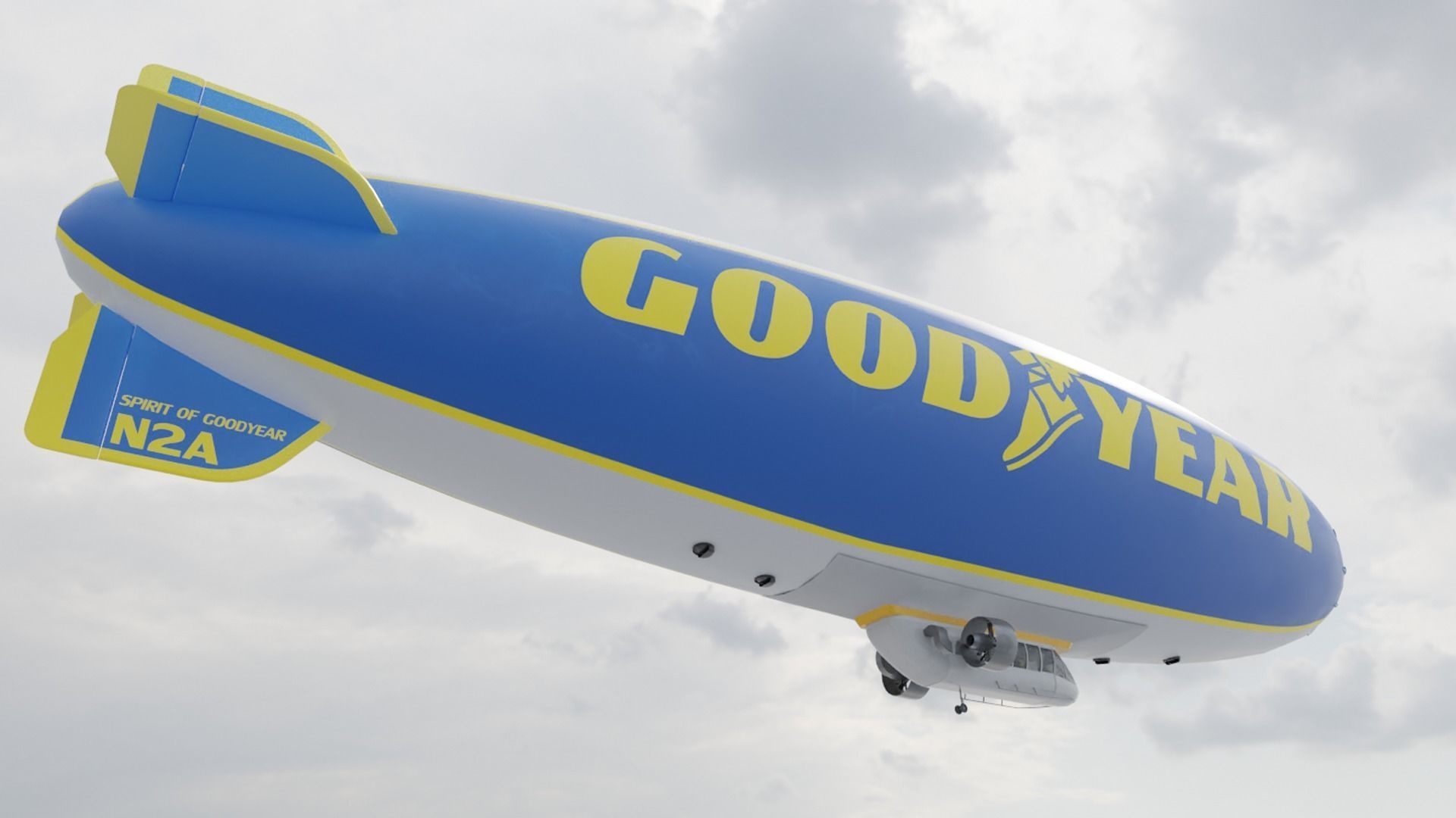 Goodyear Blimp - Airship - Dirigible Low-poly 3D model_9