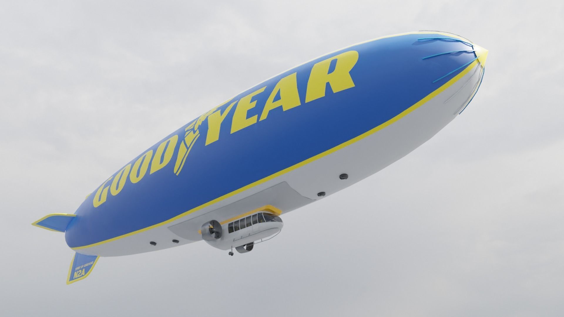 Goodyear Blimp - Airship - Dirigible Low-poly 3D model_4