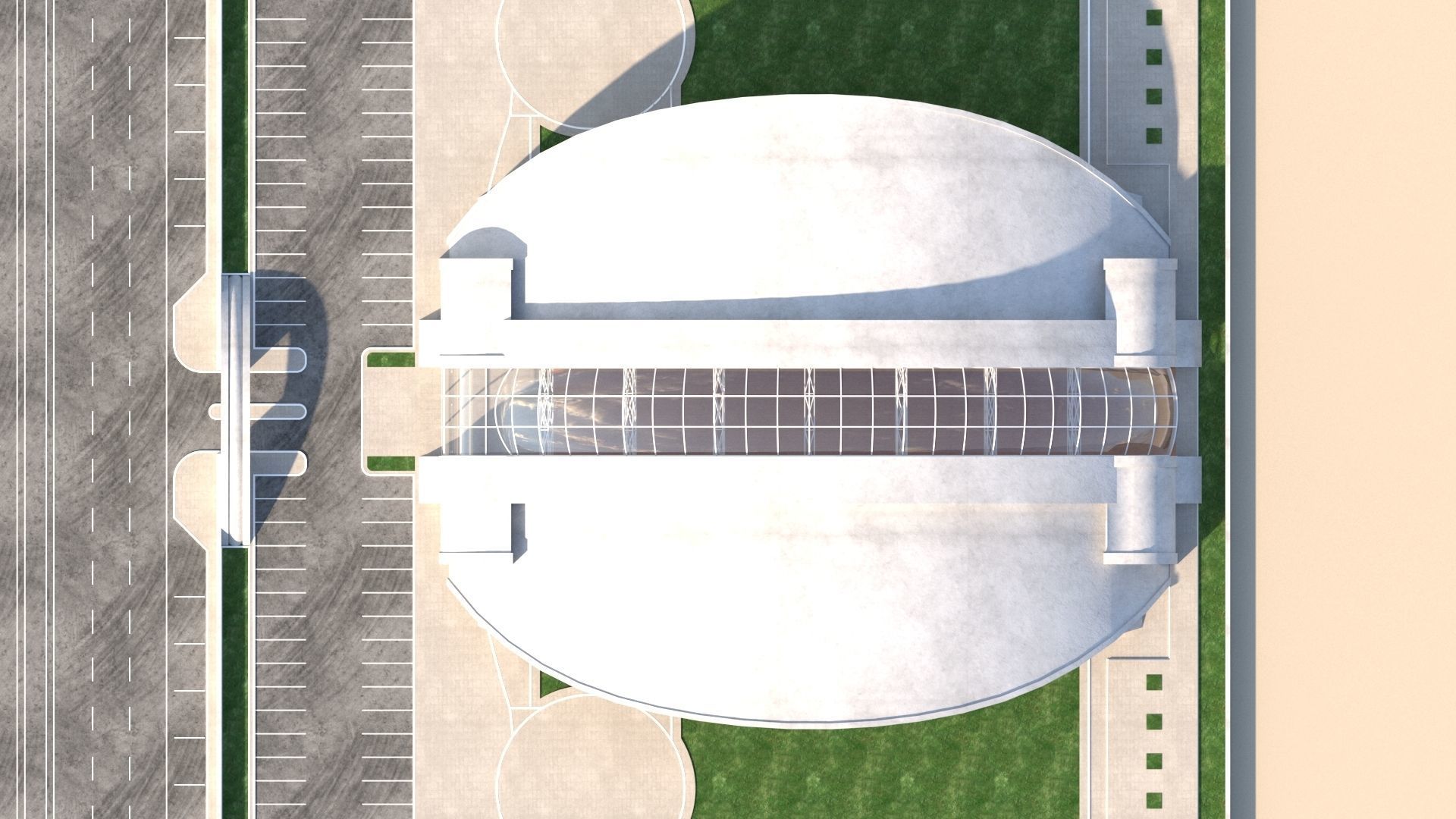 exhibition center exterior and interior 3D model_1