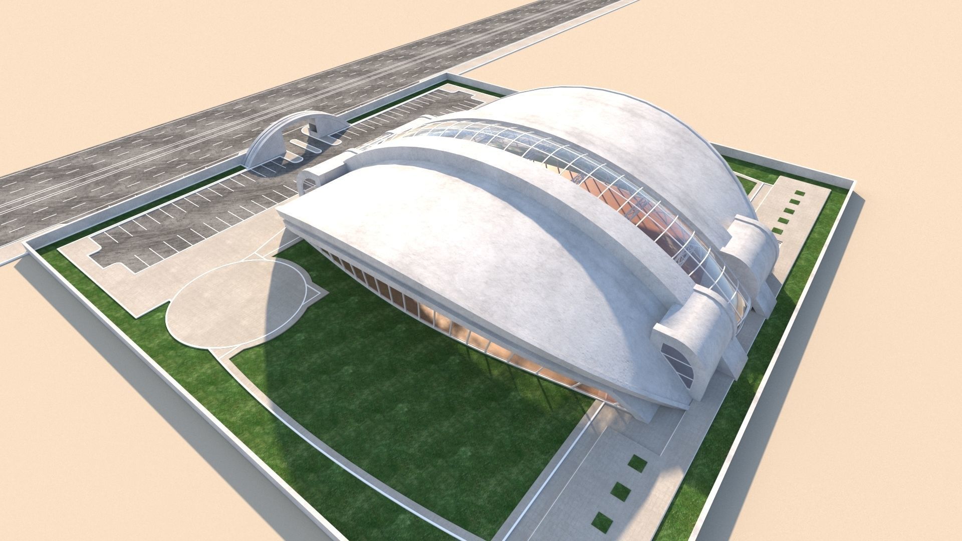 exhibition center exterior and interior 3D model_3