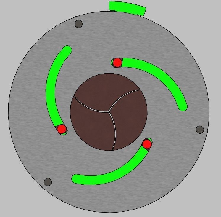 Rotating Iris mechanism-3 blades 3D print model_7