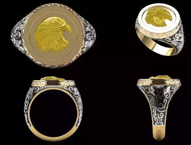 rings gold and silver ring with eagle