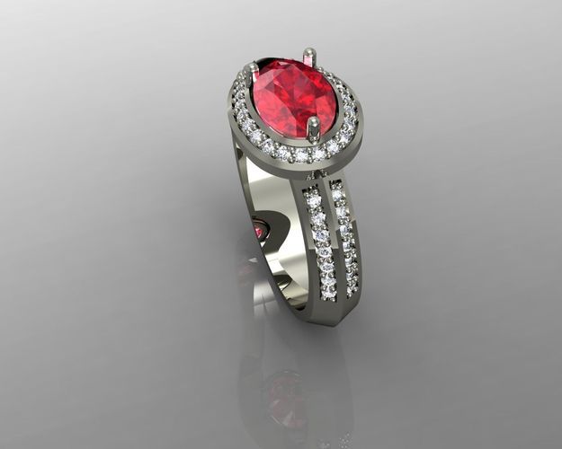 Ring engagement with ruby stone and diamonds Free 3D print model