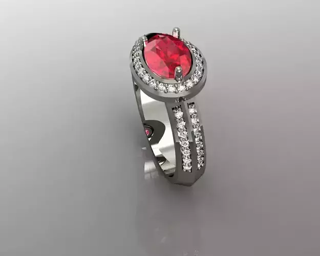 Ring engagement with ruby stone and diamonds Free 3D print model