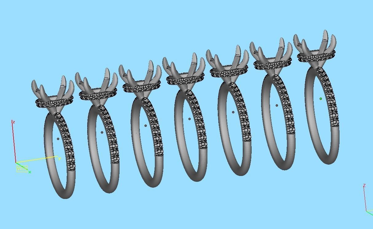 Amber Engagement ring 9x7 Oval stone French Pave  3D print model_16