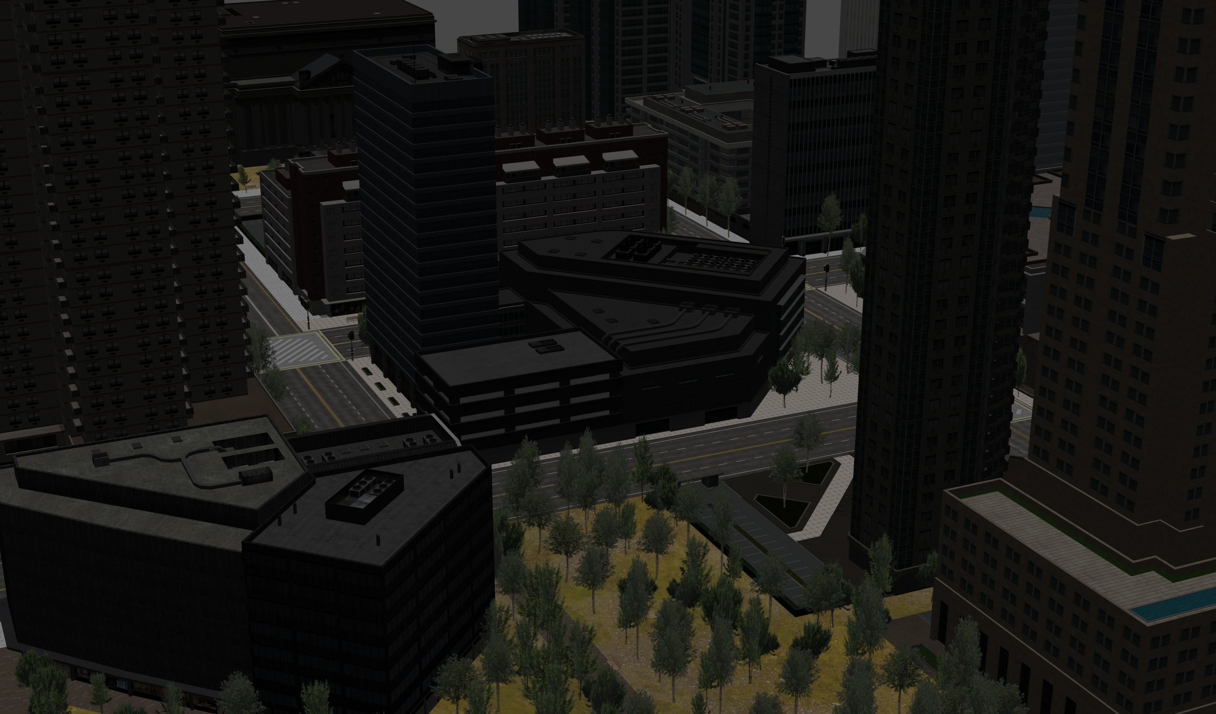 Realistic City with tall buildings Free low-poly 3D model_4