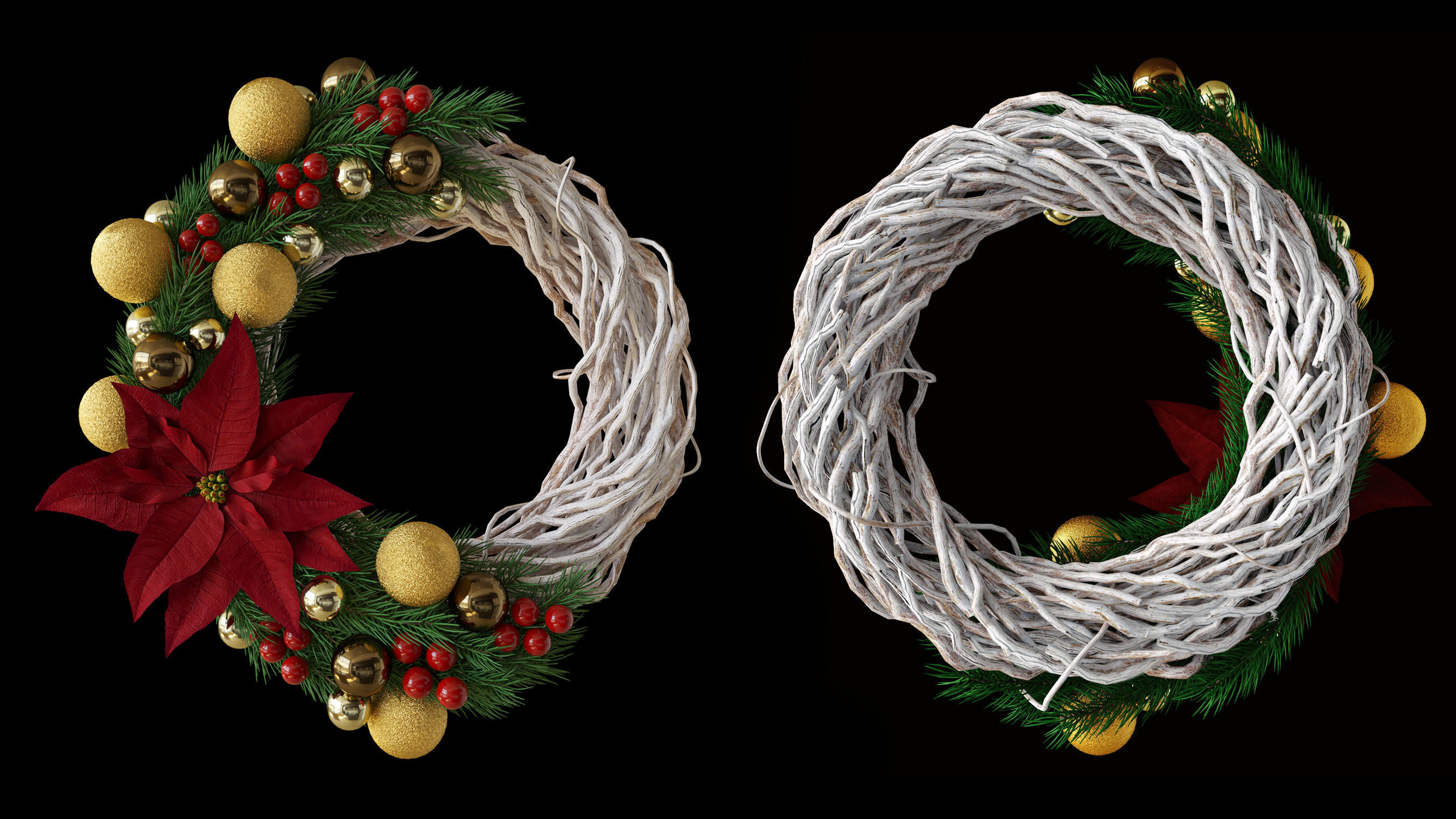 Christmas wreath 3D model_0